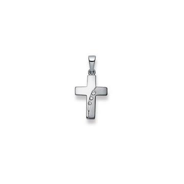 Anhänger Kreuz Weissgold 750 Diamant 0.05ct. 24x12mm