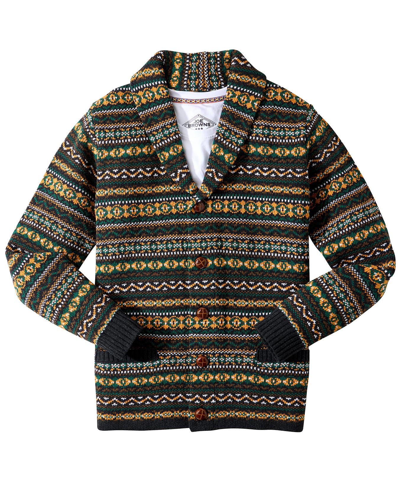 Joe Browns Cardigan Collo Sciarpa Fair Isle  