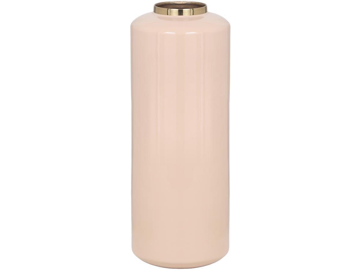 Image of Große Vase - emailliertem Metall - D 19 x H 50 cm - Beige & Goldfarben - GORIAT Große Vase - emailliertem Metall - D 19 x H 50 cm - Beige & Goldfarben - GORIAT