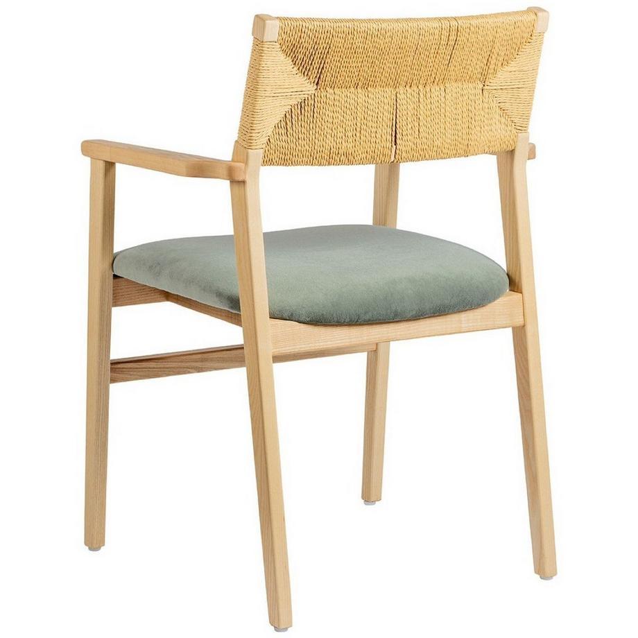 Blanc d'Ivoire Poltrona Paloma legno di frassino biondo velluto patina verde  