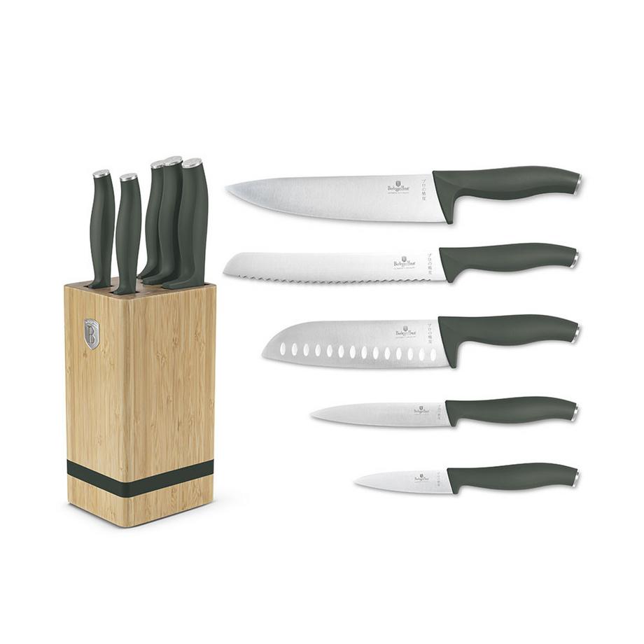 Berlinger  Set de couteaux 6 pièces avec bloc à couteaux Matte Green Collection 