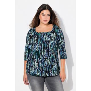 Ulla Popken  Shirt, Zierfalten, A-Linie, Carree-Ausschnitt, 3/4-Arm 