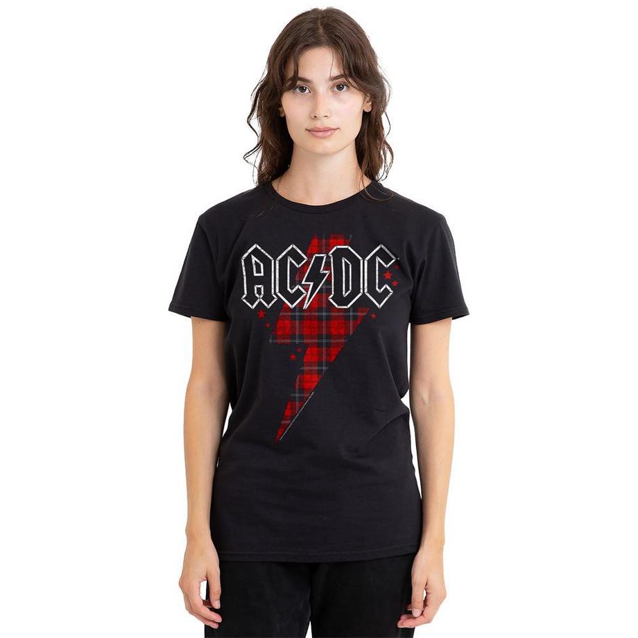 AC/DC ACDC Plaid Lightning Bolt T-Shirt  