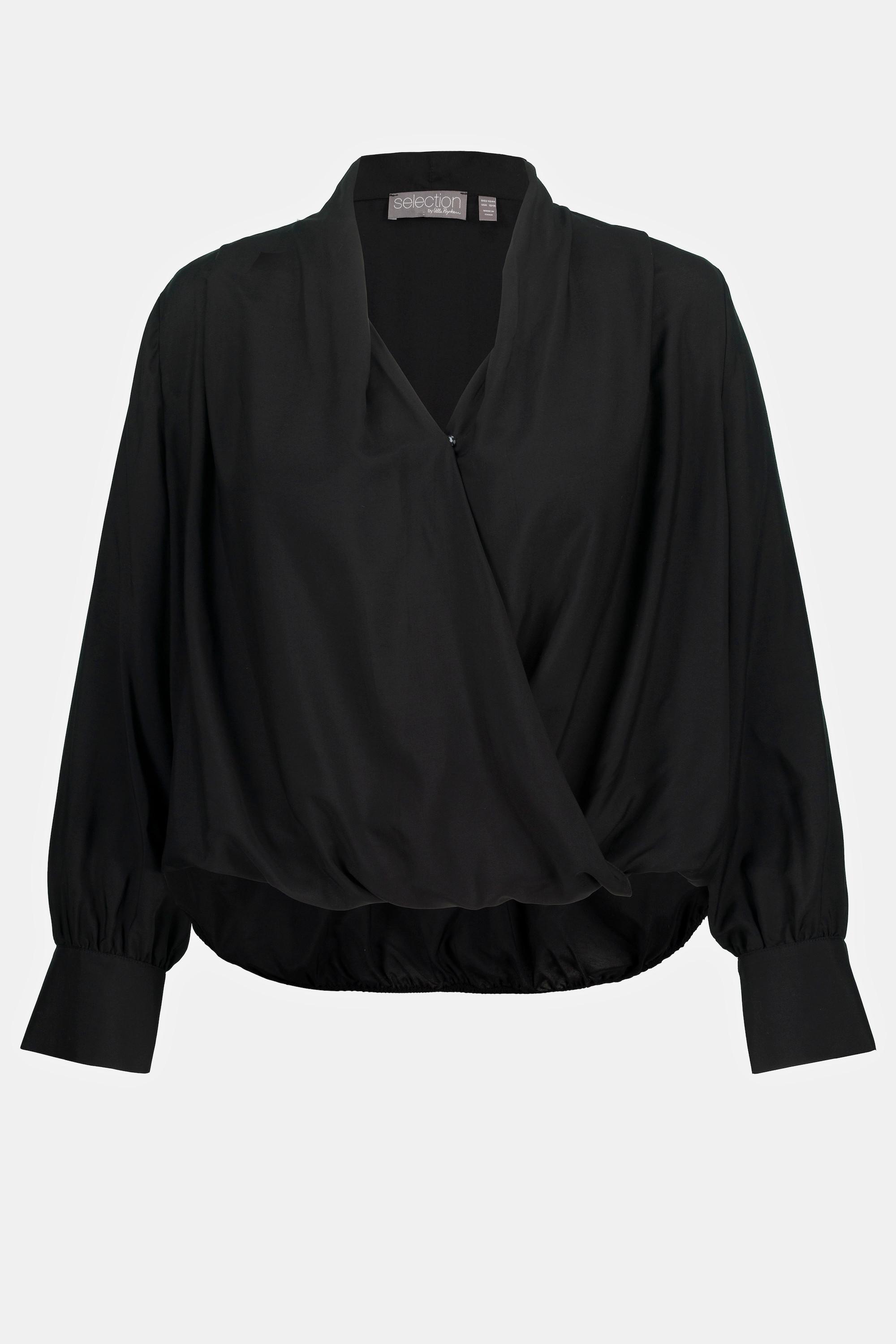 Ulla Popken  Blusa in misto seta con scollo a V e maniche lunghe 