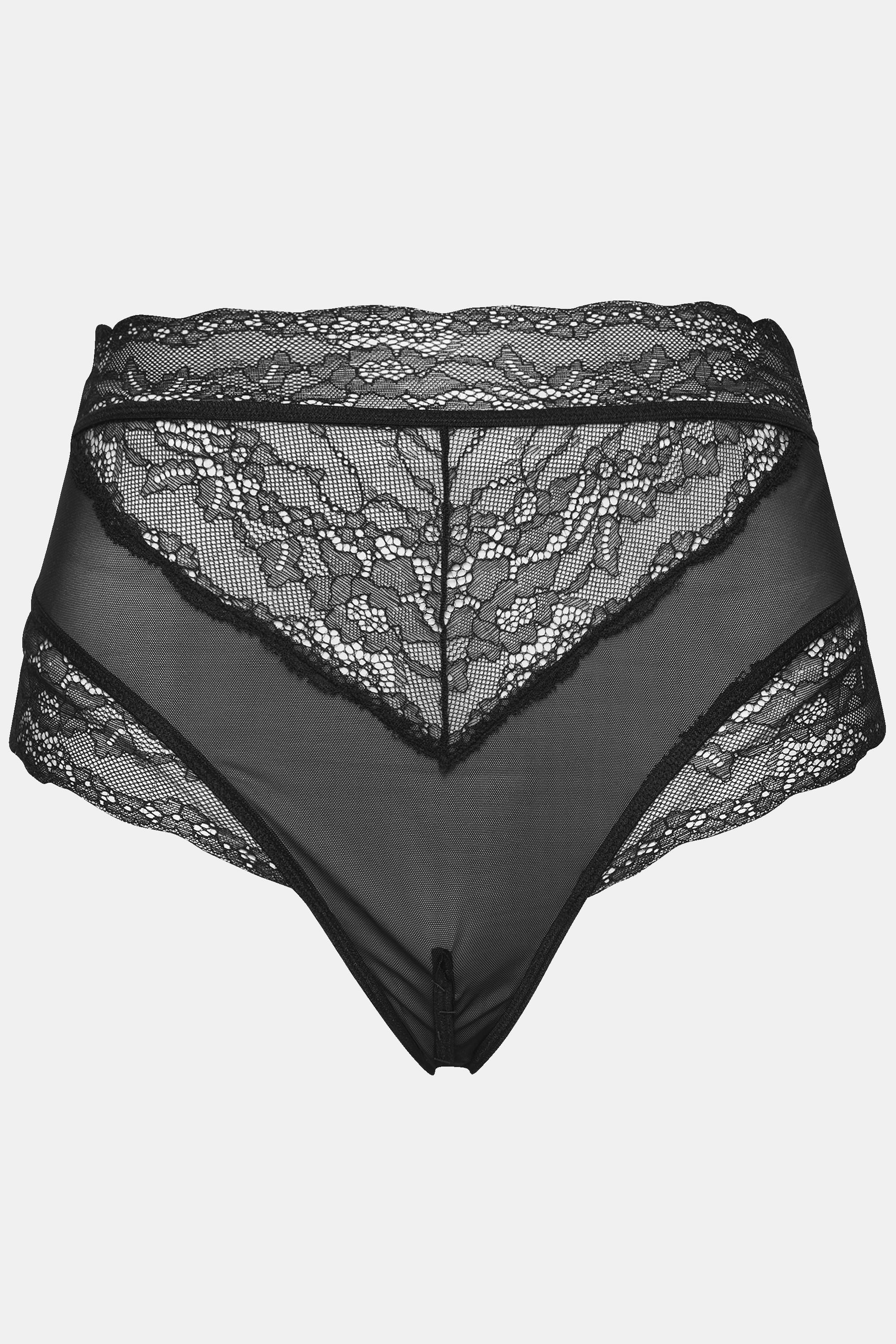 Ulla Popken  Culotte stretch en dentelle. Taille haute et entrejambe ouvert 