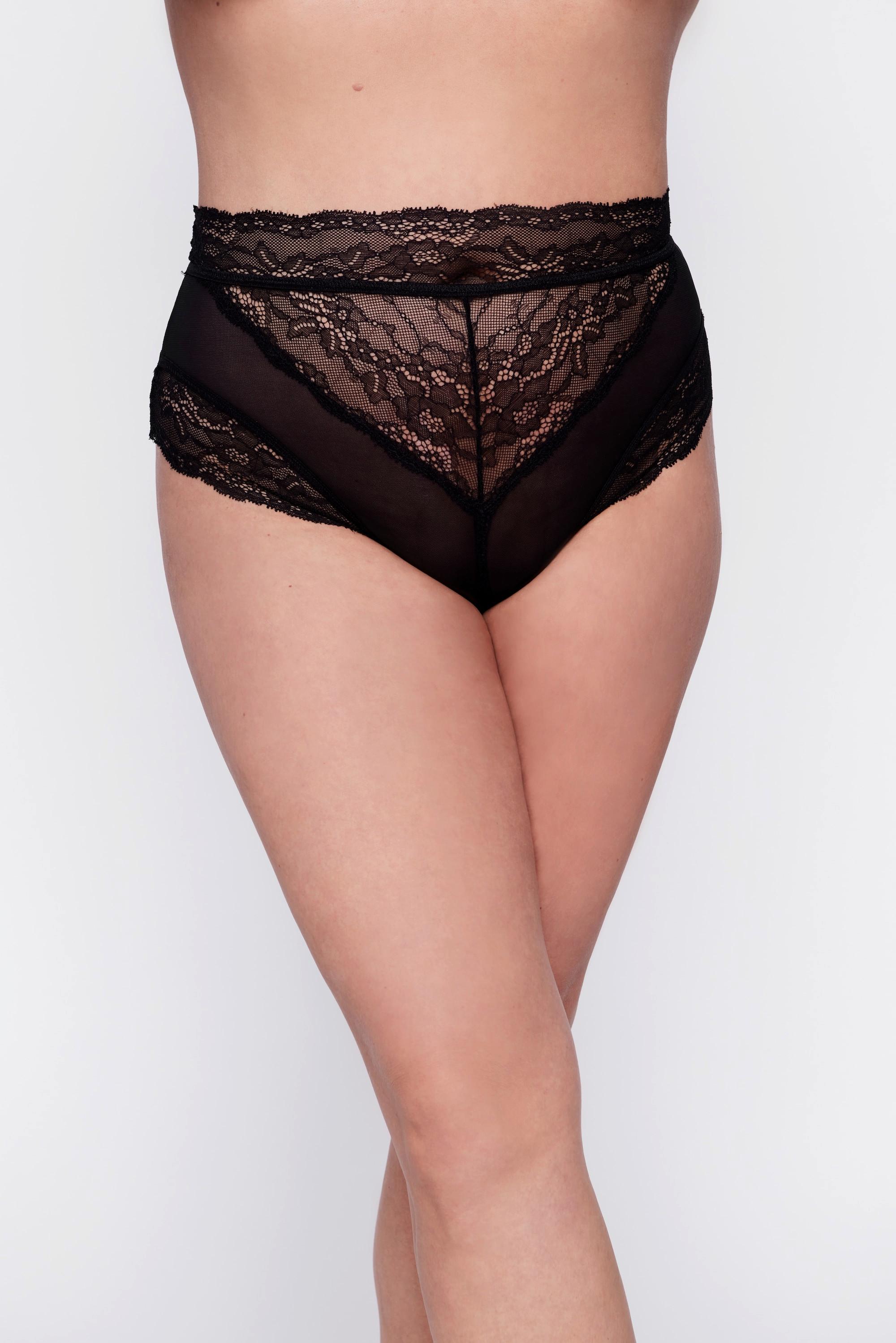 Ulla Popken  Culotte stretch en dentelle. Taille haute et entrejambe ouvert 