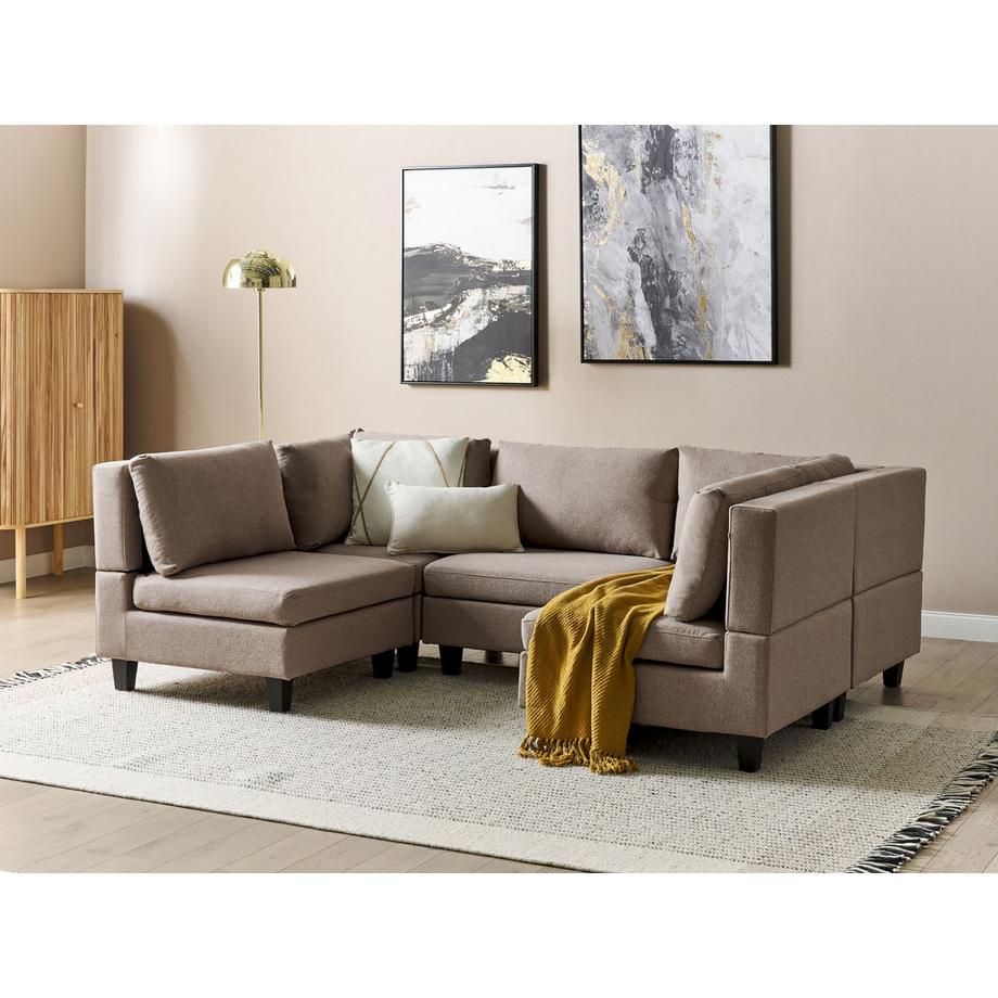 Beliani U-förmiges Sofa aus Stoff  UNSTAD  