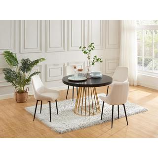 Vente-unique Table à manger extensible 2 à 12 personnes en MDF et acier - Noir et doré - FIRELA  