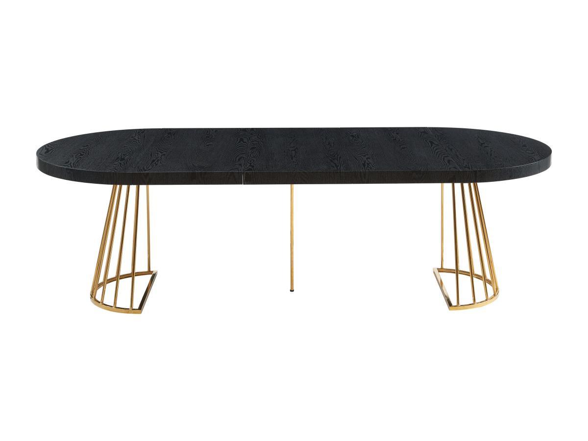 Vente-unique Table à manger extensible 2 à 12 personnes en MDF et acier - Noir et doré - FIRELA  