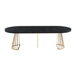 Vente-unique Table à manger extensible 2 à 12 personnes en MDF et acier - Noir et doré - FIRELA  