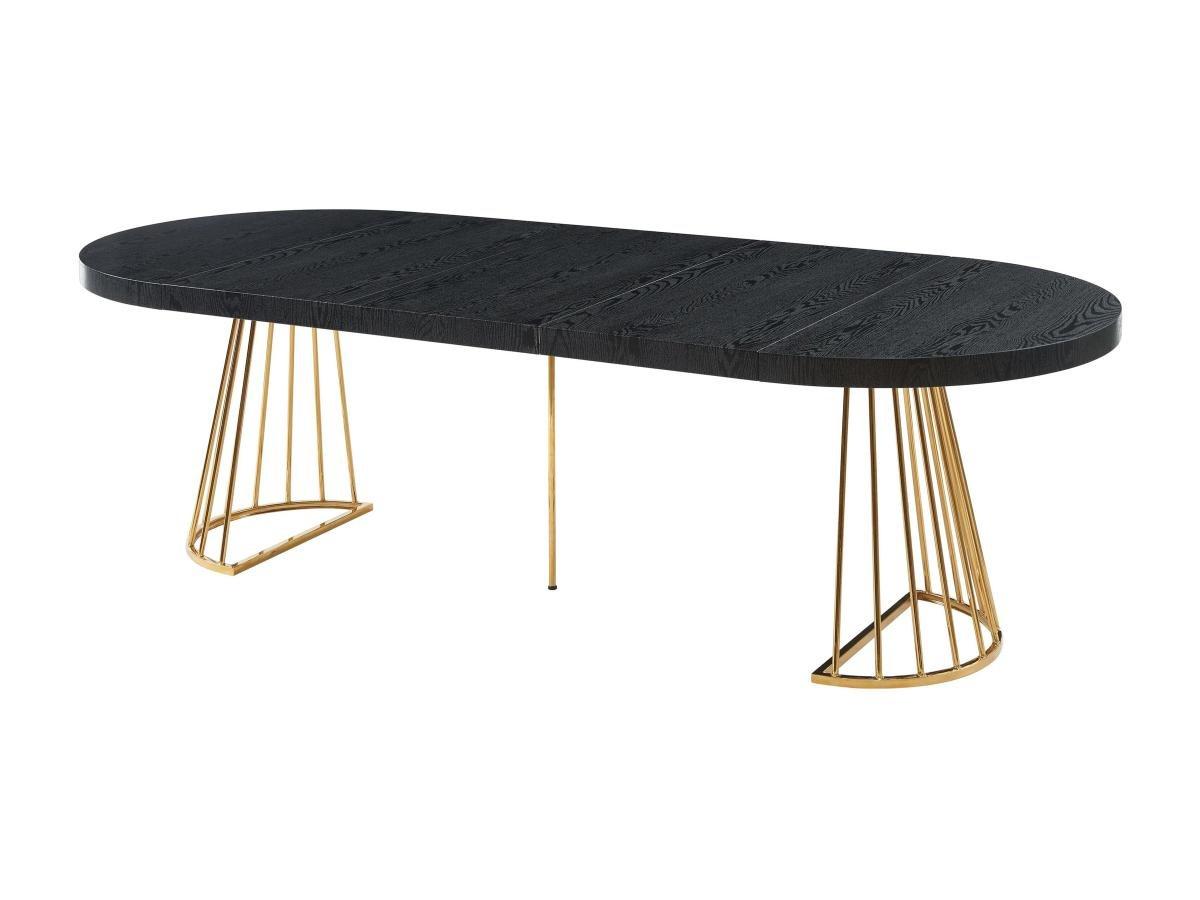 Vente-unique Table à manger extensible 2 à 12 personnes en MDF et acier - Noir et doré - FIRELA  