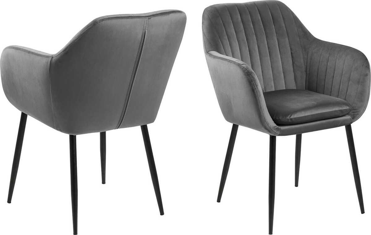 mutoni Chaise avec accoudoirs Milano gris foncé noir  