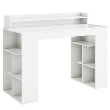 Schreibtisch mit Monitorablage & 2 Bücherregalen Computertisch 120 x 54 x 90 cm Weiß
