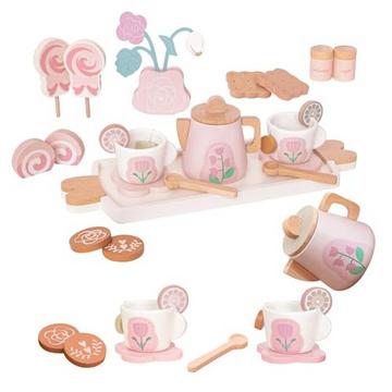 Set de thé en bois pour la cuisine des enfants, set de thé pour la cuisine ludique, accessoires de cuisine jouets en bois, vaisselle pour le jeu de rôle de la fête du thé