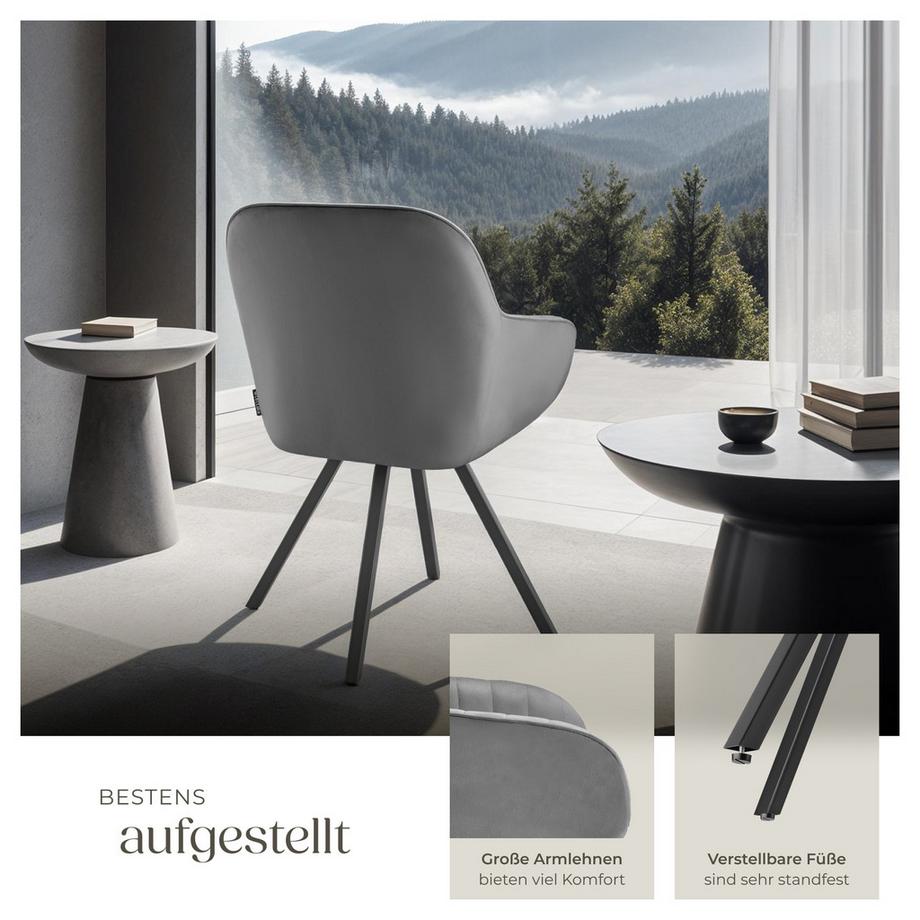 Tectake Drehbarer Armlehnstuhl  Snug gepolstert, in Samtoptik  mit durchgehender Lehne  