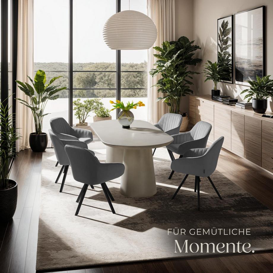 Tectake Drehbarer Armlehnstuhl  Snug gepolstert, in Samtoptik  mit durchgehender Lehne  