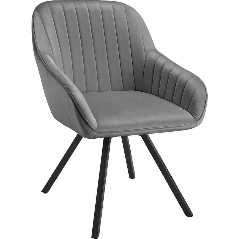 Tectake Drehbarer Armlehnstuhl  Snug gepolstert, in Samtoptik  mit durchgehender Lehne  