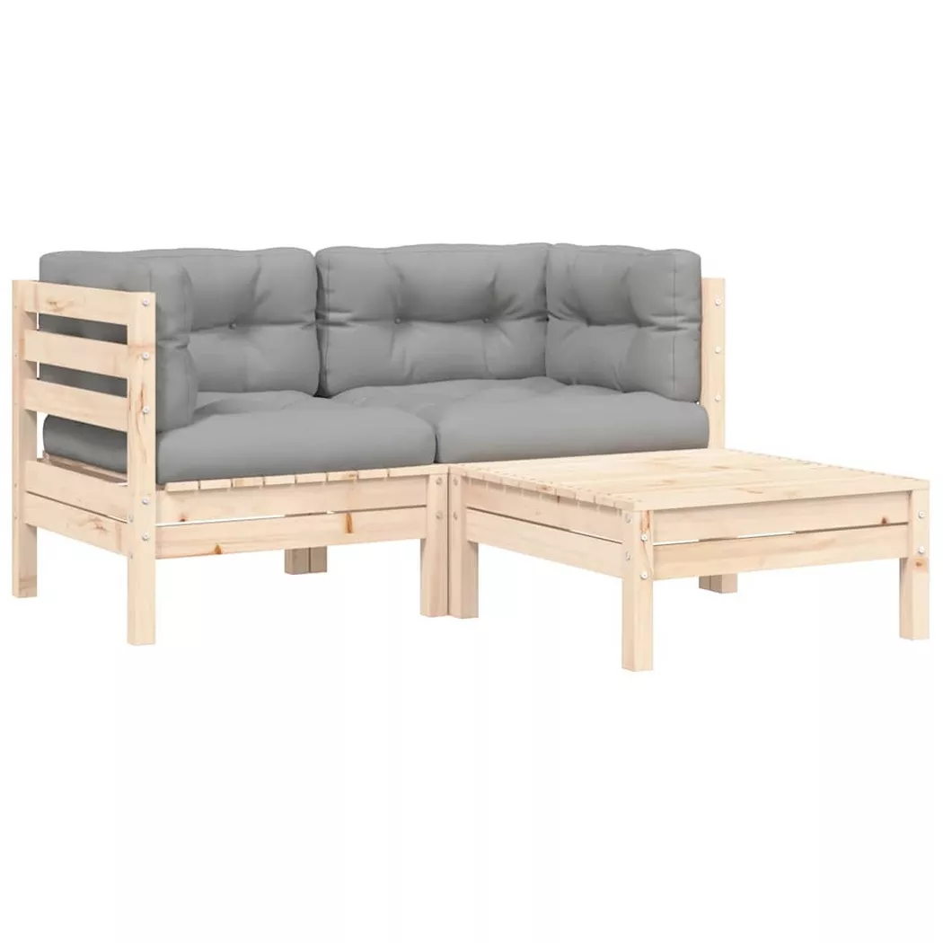VidaXL - Salon de jardin bois de pin, One Size, Gris