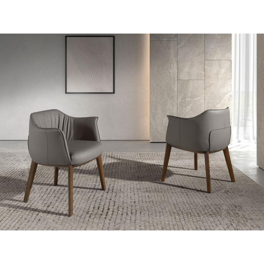 ANGEL CERDA Grauer Kunstlederstuhl  