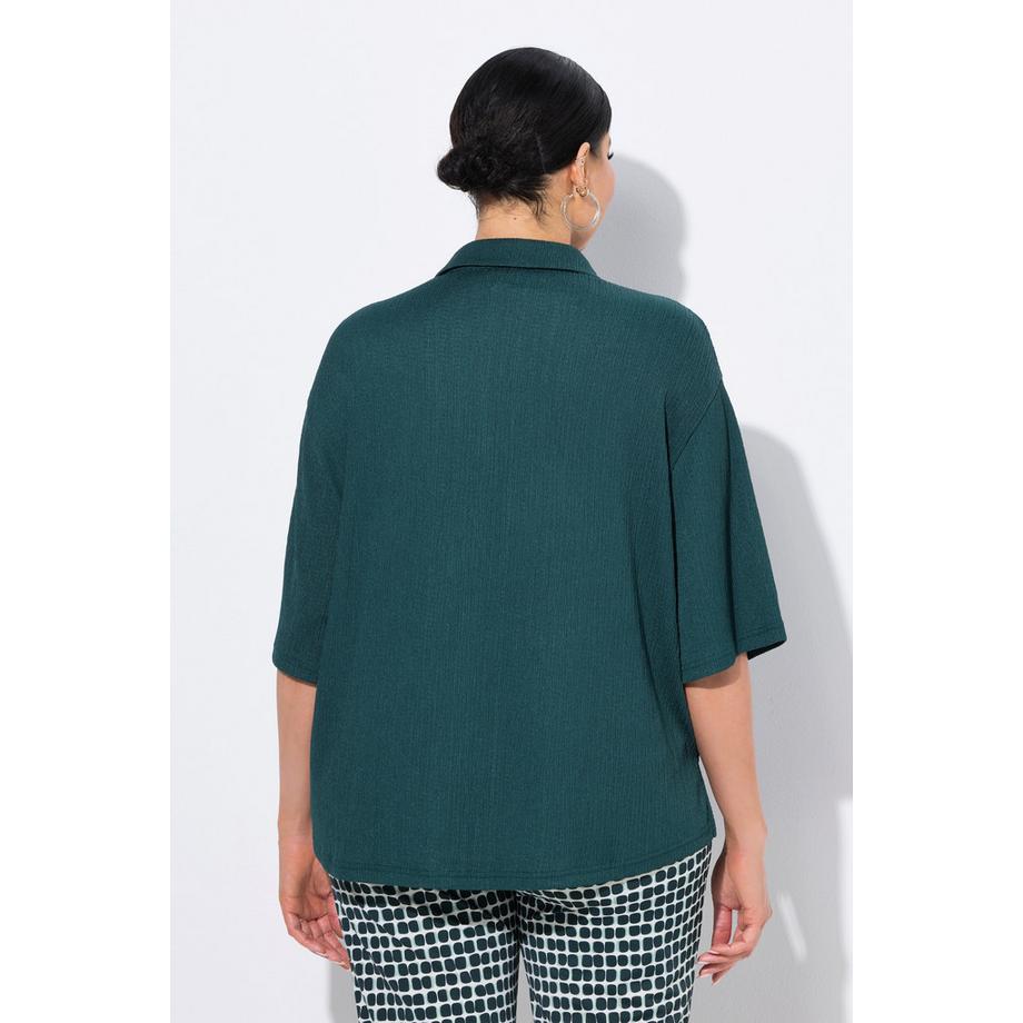 Ulla Popken Struktur Hemdkragen Halbarm Bluse  