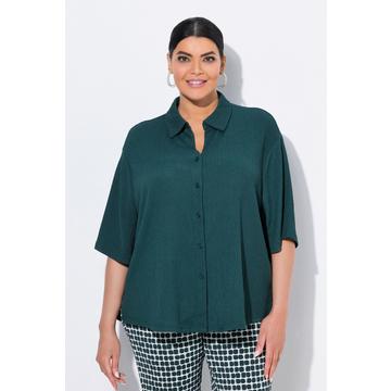 Blusa con texture, collo da camicia e mezze maniche