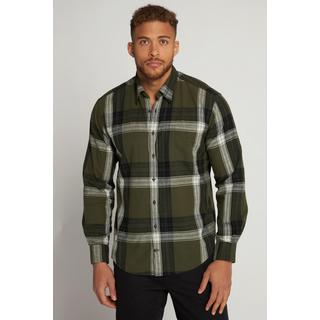 JP1880  Camicia a quadri con maniche lunghe, colletto button-down nascosto e vestibilità moderna 