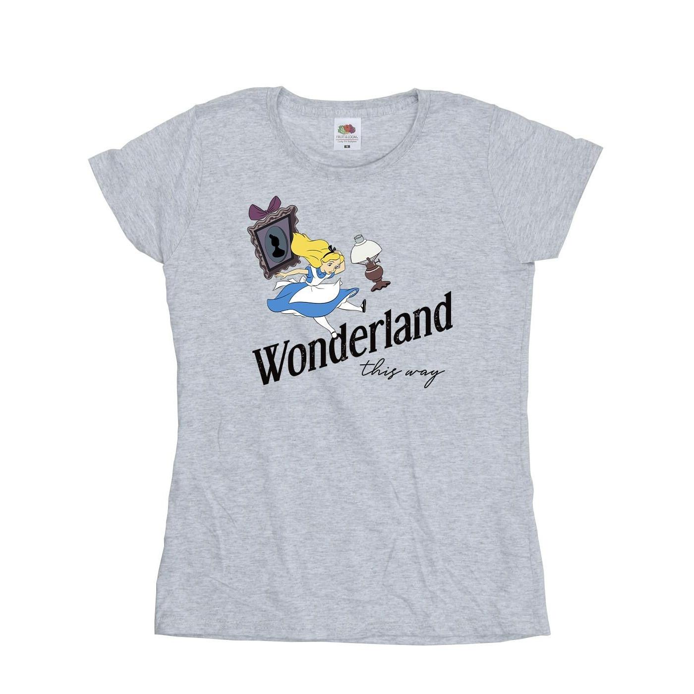 Image of Alice In Wonderland This Way Tshirt Damen Grau S