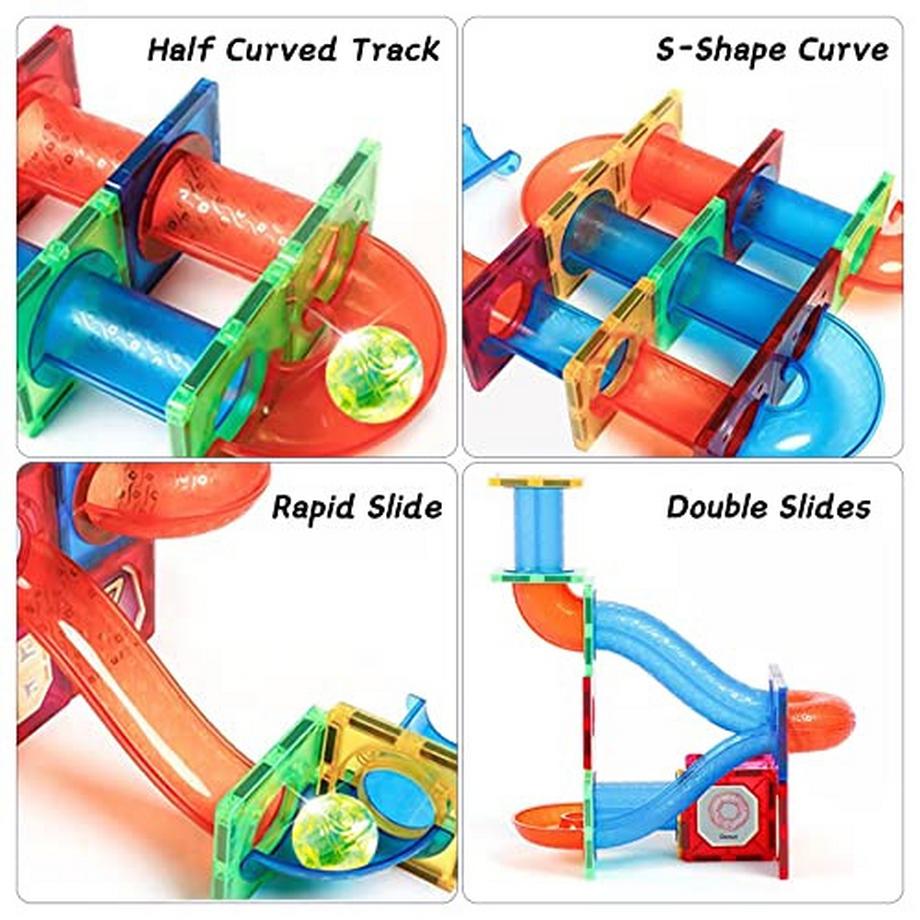 Activity-board  Magnetische Bauklötze, 75 Stück STEM Murmelbahn Bauklötze pädagogisches Spielzeug 