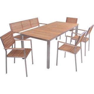 mutoni pleasure Garten Essgruppe Dallas Teak natur silber (6-tlg)  