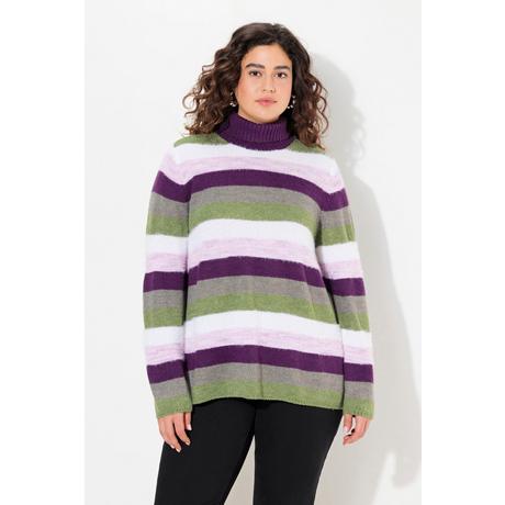 Ulla Popken  Pullover, Ringel, A-Linie, Stehkragen, Langarm 