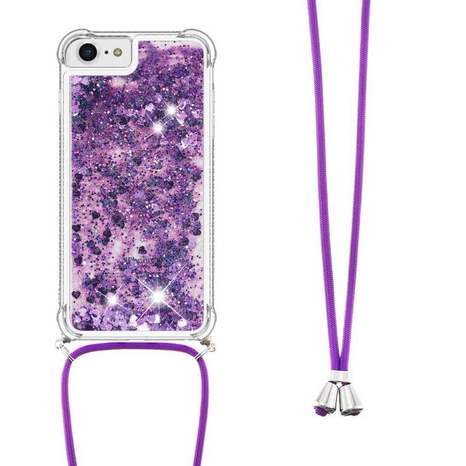 Cover-Discount  iPhone SE / 8 / 7 - Custodia glitter con cordino 