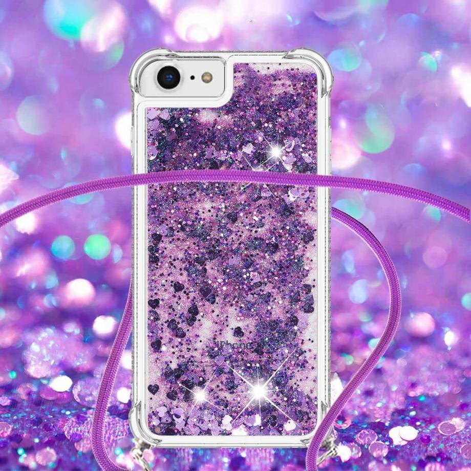 Cover-Discount  iPhone SE / 8 / 7 - Custodia glitter con cordino 