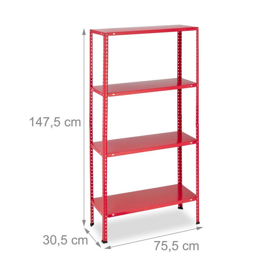 B2X  Rotes Schwerlastregal 2er Set 4 Ebenen 