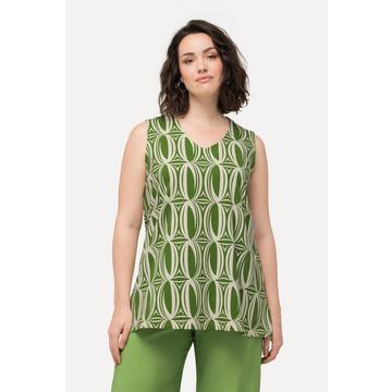 Top, grafischer Druck, A-Linie, V-Ausschnitt, ärmellos