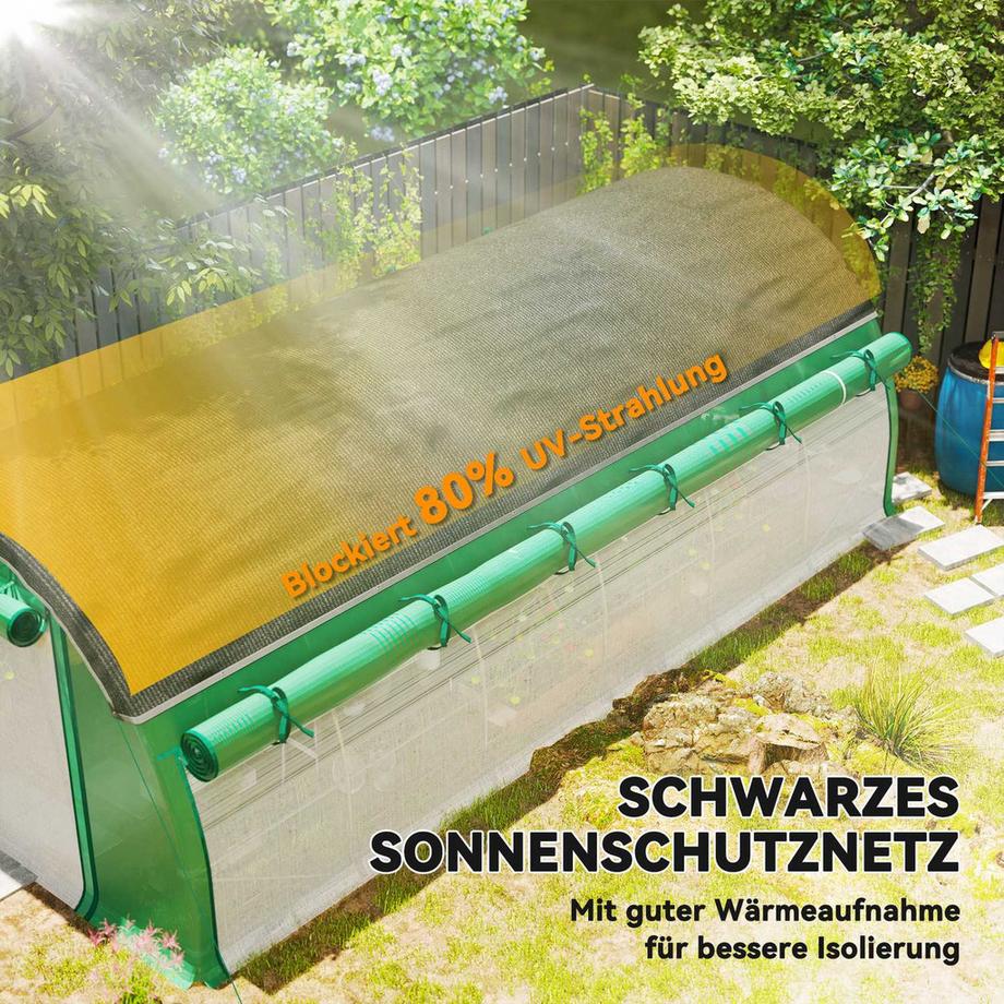 Northio Serra Serra in pellicola 6 x 3 x 2 m con 12 finestre, porte avvolgibili, pareti laterali avvolgibili, tunnel in pellicola resistente ai raggi UV, serra per pomodori resistente all'inverno con ancoraggio a terra, verde  