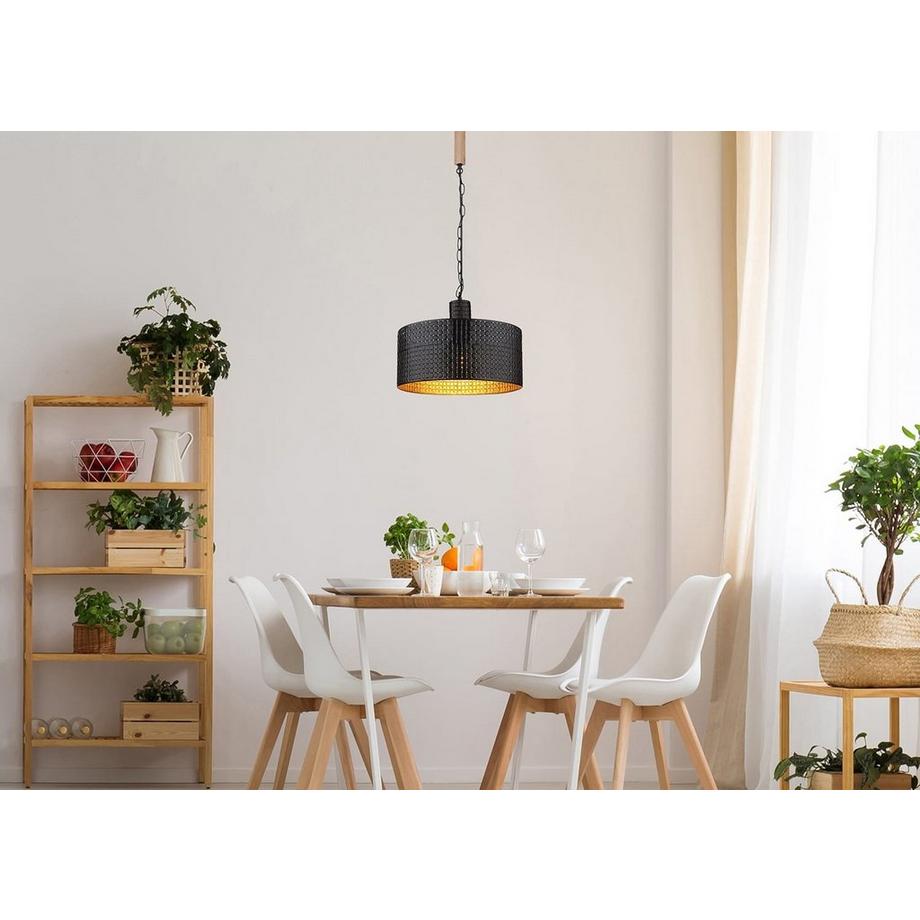 mutoni Lampe à suspension Rielly métal noir mat 1xE27  