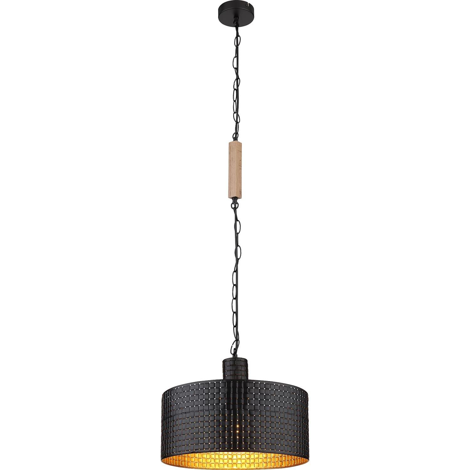 mutoni Lampe à suspension Rielly métal noir mat 1xE27  