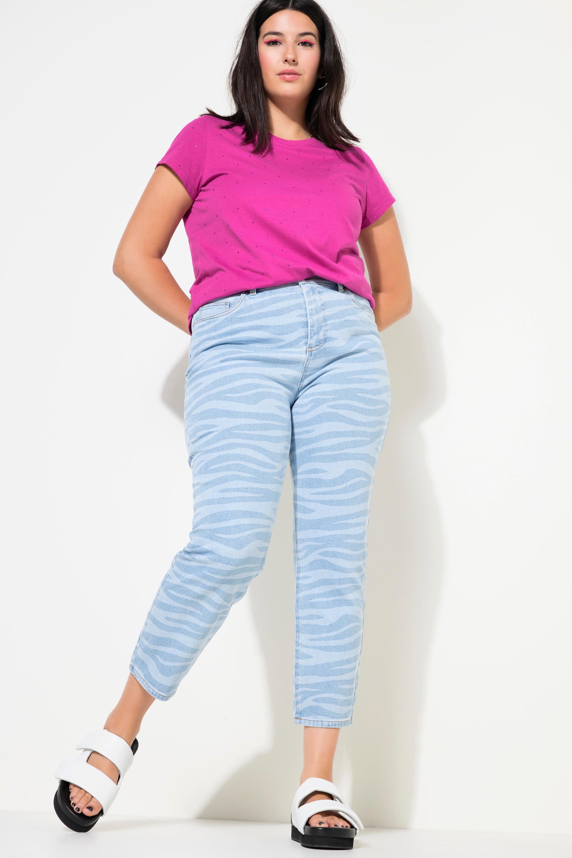 Studio Untold  Jean Mom 5 poches, coupe Wide Legs, imprimé zébré 