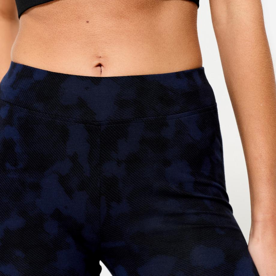 DOMYOS  Legging de fitness en coton femme, noir et bleu 
