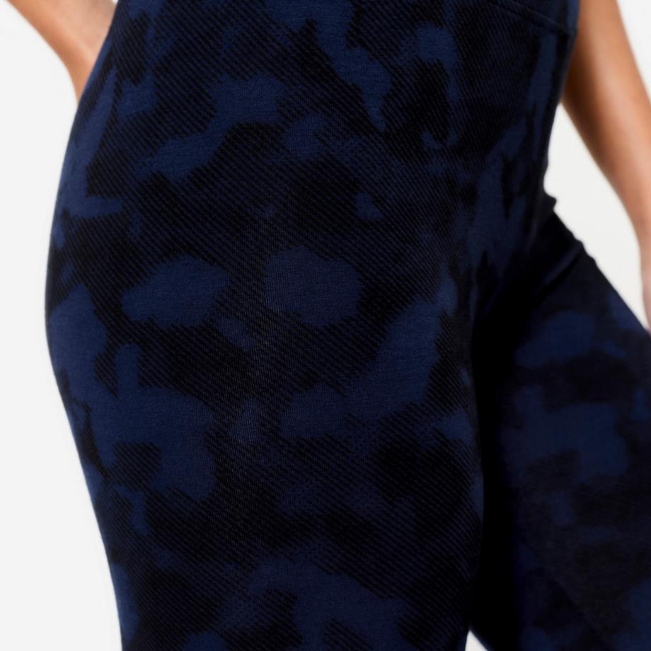 DOMYOS  Legging de fitness en coton femme, noir et bleu 