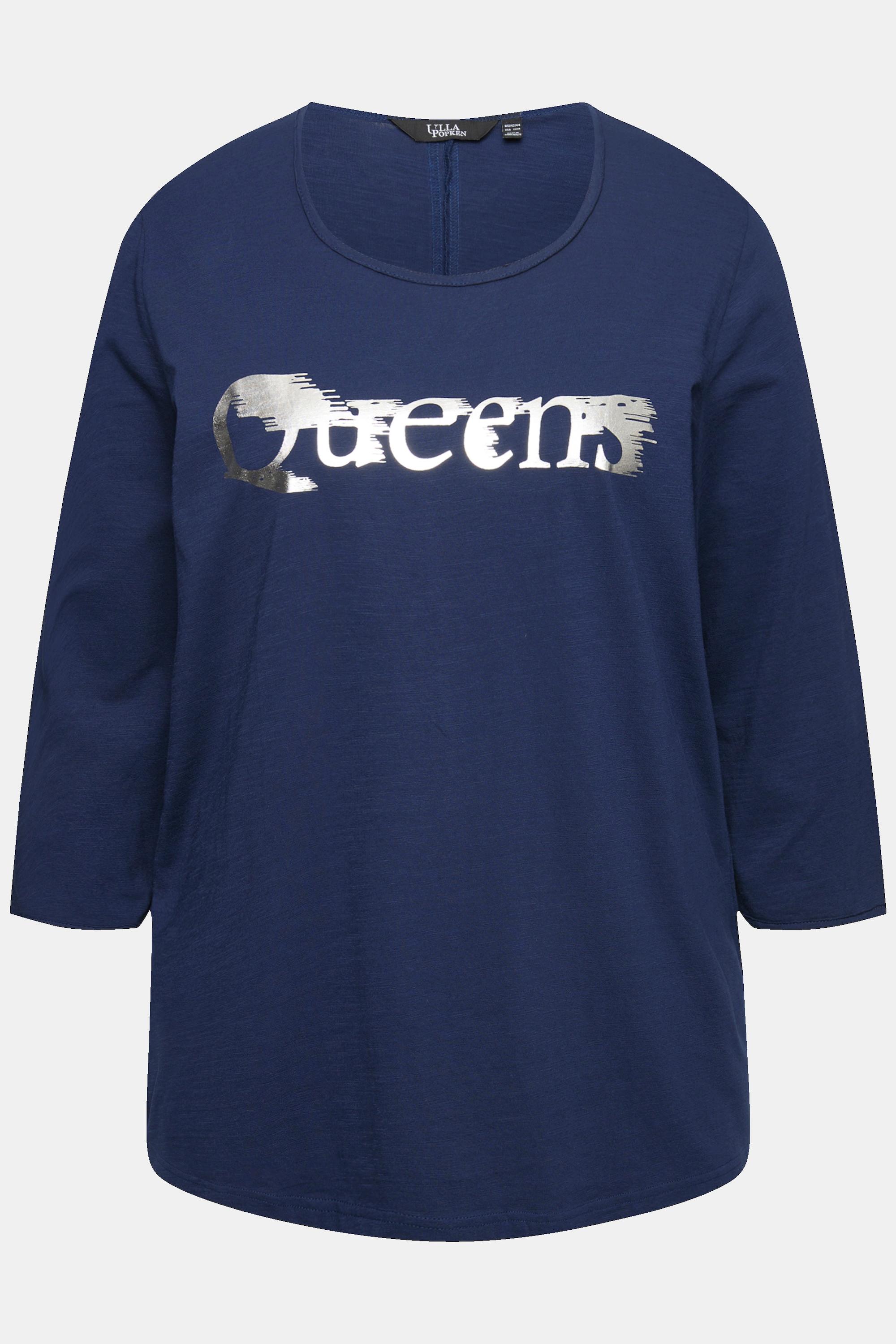 Ulla Popken  T-shirt Queens, col rond et manches 3/4 - coupe évasée 