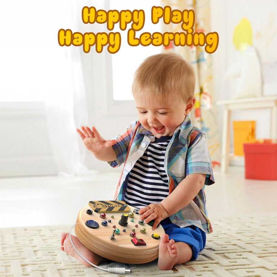 Activity-board  Beschäftigungstafel für Kinder, Aktivitätstafel mit LED-Lichtschalter Holzspielzeug mit Formensortierer 