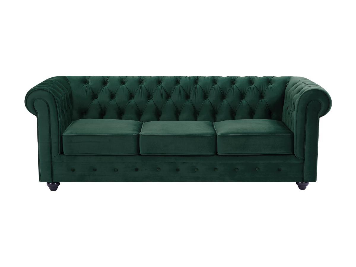 Vente-unique Sofa 3-Sitzer - Samt - Grün - CHESTERFIELD  