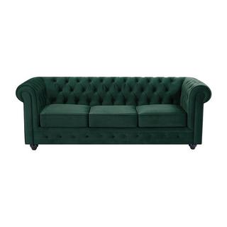 Vente-unique Sofa 3-Sitzer - Samt - Grün - CHESTERFIELD  