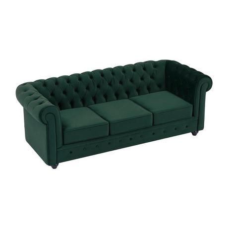 Vente-unique Sofa 3-Sitzer - Samt - Grün - CHESTERFIELD  