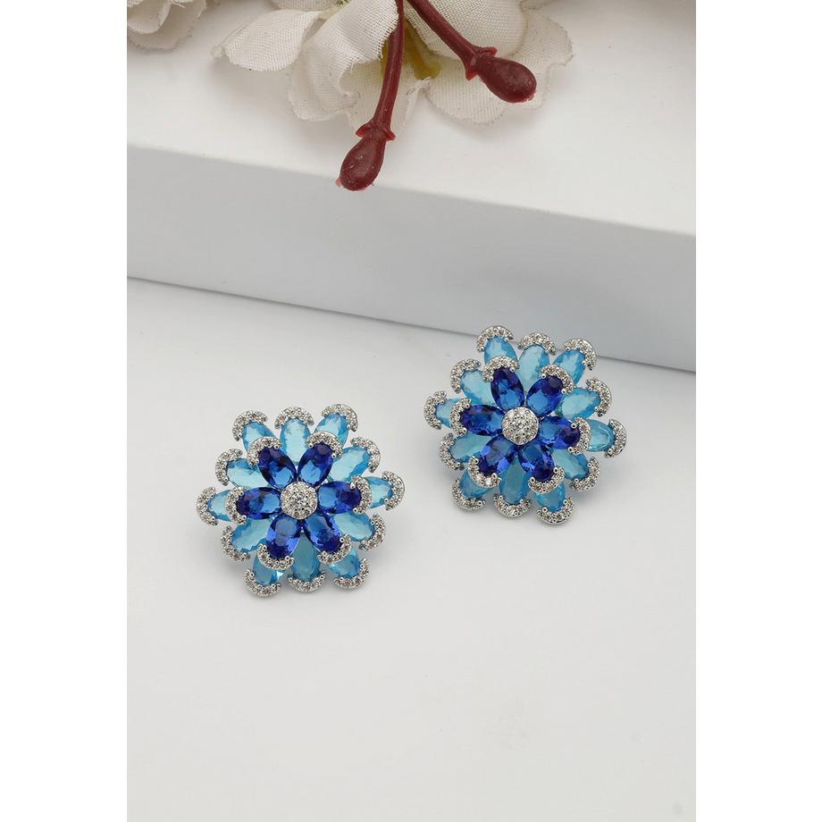 AVANT-GARDE PARIS  Strahlende Blaue Florale Ohrringe 