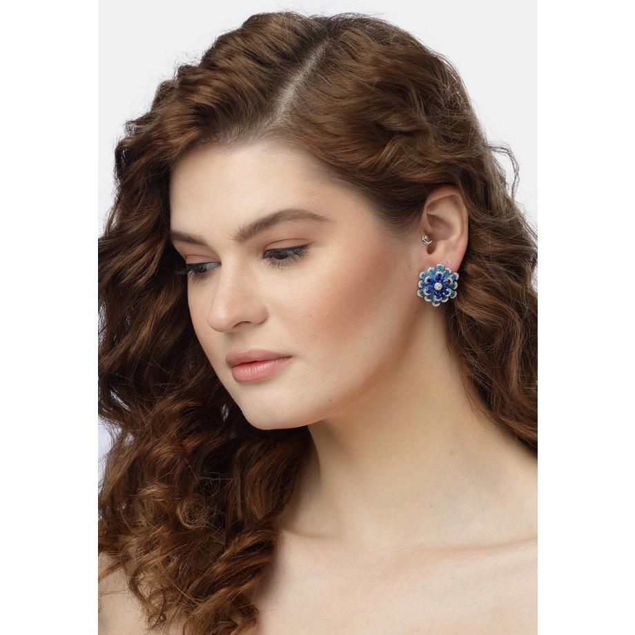 AVANT-GARDE PARIS  Strahlende Blaue Florale Ohrringe 