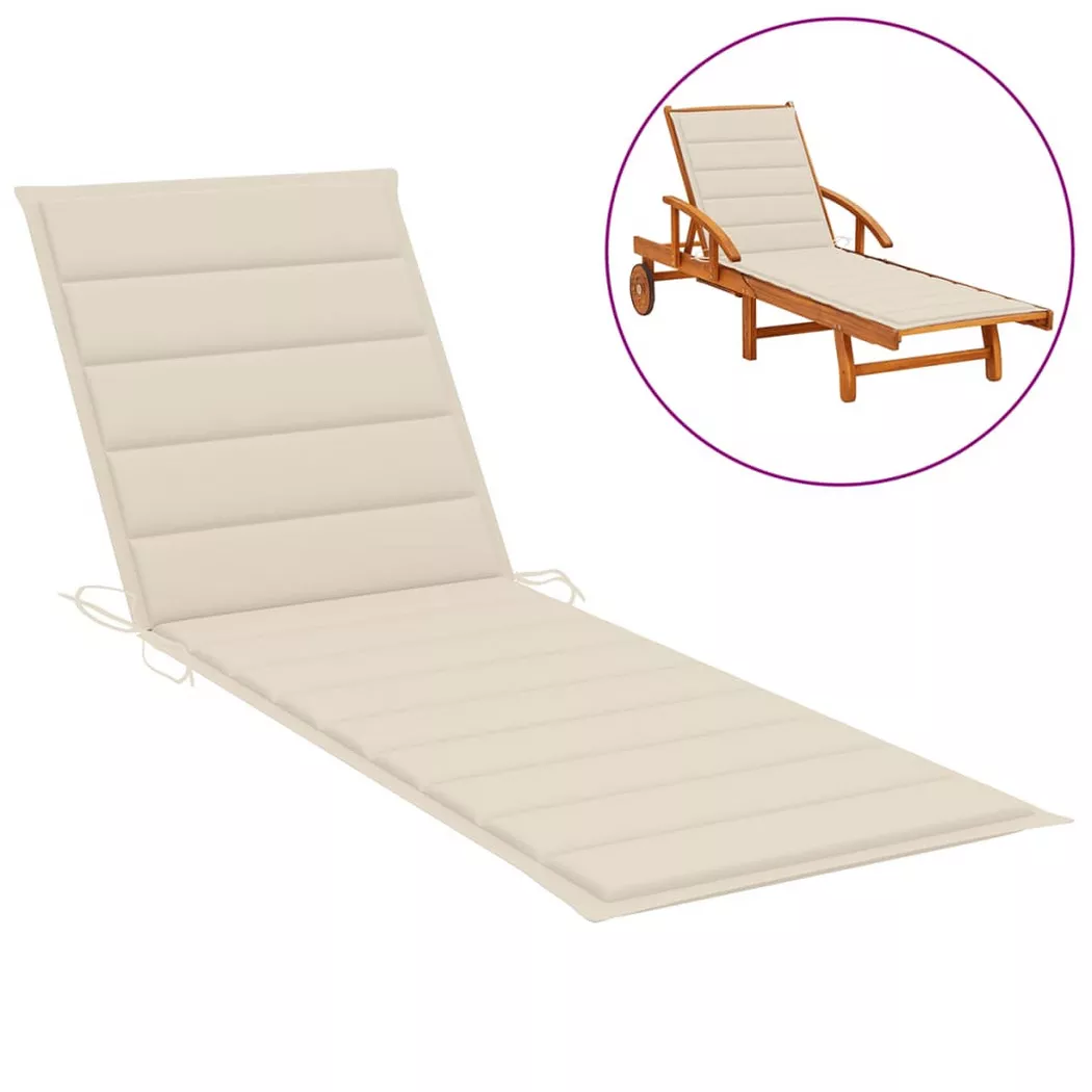 Coussin de chaise longue crème 200x70x3 cm tissu oxford