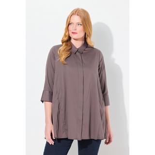 Ulla Popken Camicetta Inserti Godet Linea A Collo Camicia Maniche 3/4  