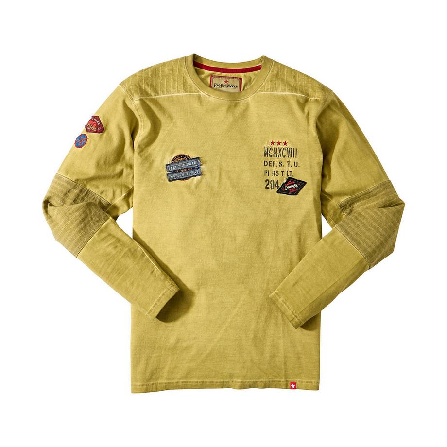 Joe Browns Rundhals Langarmshirt mit Stern-Motiv und Abzeichen  